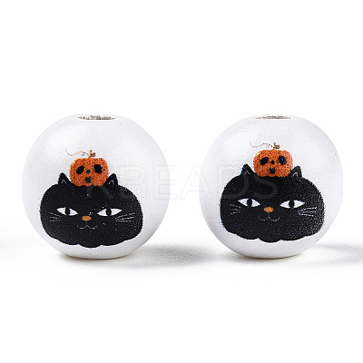 Halloween Theme Wood European Beads WOOD-N016-04J-1
