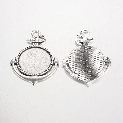 Anchor Tibetan Style Alloy Big Pendant Cabochon Bezel Settings LS-PALLOY-K109-18AS-RS-1