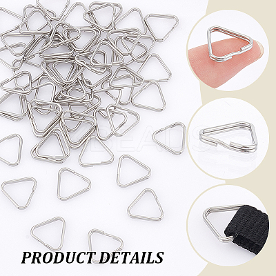 60Pcs 304 Stainless Steel Adjuster Triangle Double Buckles STAS-UN0059-55-1