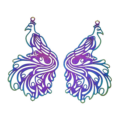 Ion Plating(IP) 201 Stainless Steel Filigree Big Pendants STAS-S118-015-1