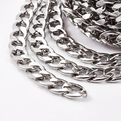 Tarnish Resistant 304 Stainless Steel Cuban Link Chains CHS-E013-17B-1