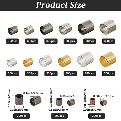 4500Pcs 15 Styles Brass Crimp Beads KK-PA0001-08-1