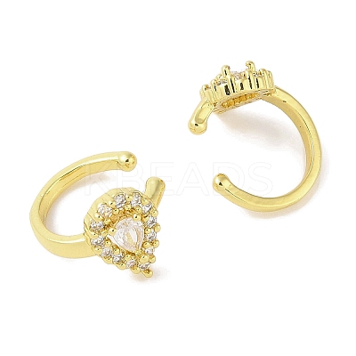 Teardrop Brass Cuff Earrings EJEW-I305-61G-1