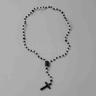 PVC Rosary Bead Necklaces NJEW-WH0016-15F-1