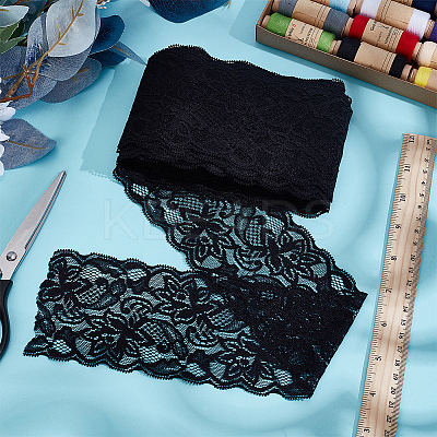 Polyester Elastic Flower Lace Trim Fabric DIY-WH0632-94A-1