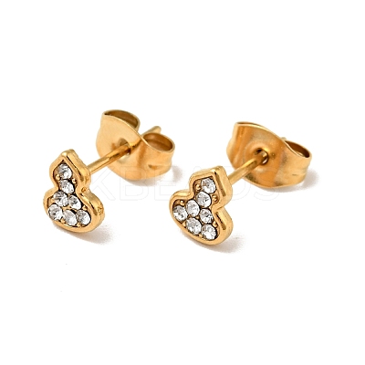 Rhinestone Gourd Stud Earrings with 316 Surgical Stainless Steel Pins EJEW-A081-04G-03-1