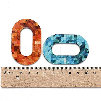 Printed Natural Basswood Big Pendants WOOD-S045-017-M-1