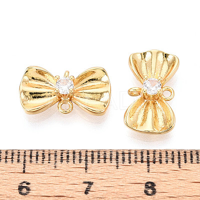 Brass Pave Clear Cubic Zirconia Connector Charms KK-N272-12G-1