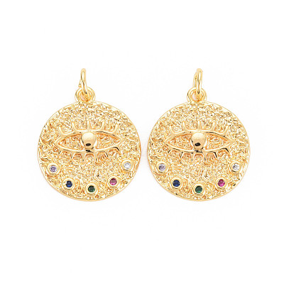 Rack Plating Brass Micro Pave Colorful Cubic Zirconia Pendants KK-N233-189A-01-1