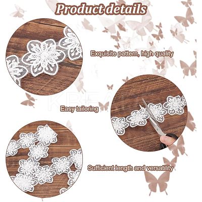 2 Styles Flower & Butterfly Organza Lace Trim with Resin Imitation Pearl Beads OCOR-PH0004-62-1