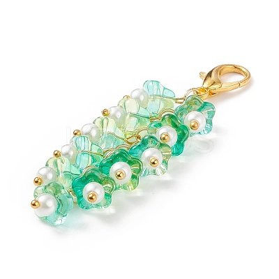 Trumpet Flower Glass Pendant Decorations HJEW-JM00800-05-1