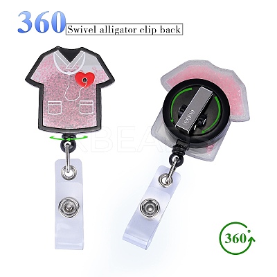 Rhinestone Quicksand Effect Acrylic & ABS Plastic Badge Reel AJEW-SZ0002-46E-1