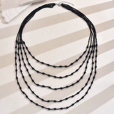 Bohemian Style Plastic Long Bicone Beads Multi Layered Necklaces for Women's Daily Parties DF6907-2-1