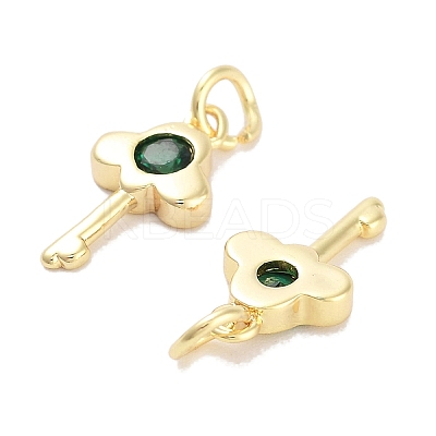 Brass Micro Pave Cubic Zirconia Charms KK-C051-08G-1