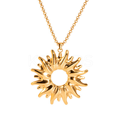 Vintage 304 Stainless Steel Sunflower Pendant Necklaces for Women KZ0138-2-1