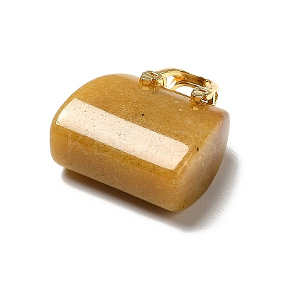 Natural Topaz Jade Brass Pendants KK-E274-01G-16-1