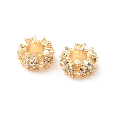 Brass Micro Pave Clear Cubic Zirconia European Beads LS-KK-F942-11G-1