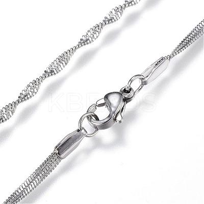 Non-Tarnish 304 Stainless Steel Singapore Chain Necklaces NJEW-G271-27P-1