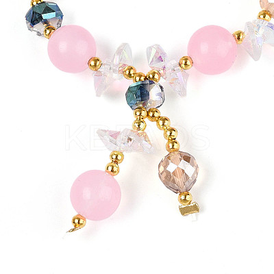 Natural Chalcedony and Glass Beads Charm Bracelets BJEW-T022-14E-1