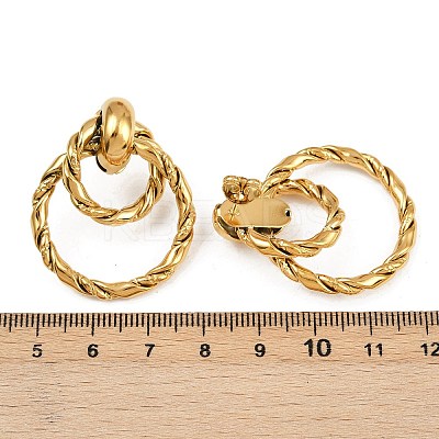 304 Stainless Steel Twist Double Ring Dangle Stud Earrings EJEW-K268-30G-1