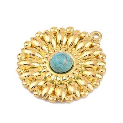 Bohemian Style 304 Stainless Steel with Synthetic Turquoise Pendants LS-STAS-G381-02G-05-1