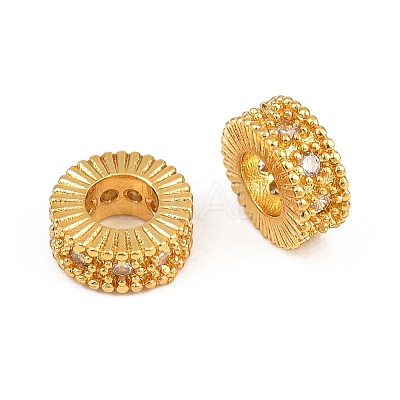 Brass Micro Pave Clear Cubic Zirconia European Beads CU-CBA6A75-13G-1