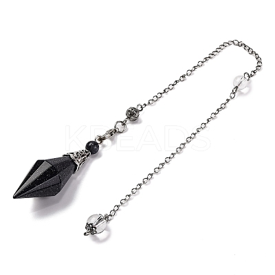 Natural & Synthetic Gemstone Rhombus Faceted Poined Dowsing Pendulums G-Q184-05AS-1