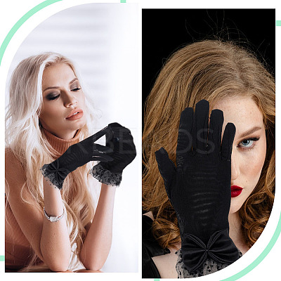 Bowknot Polyester Lace Gloves DIY-WH0888-539A-1