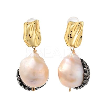 Potato Natural Pearl Stud Earrings for Women EJEW-E303-33G-1