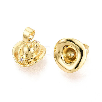 Brass Micro Pave Clear Cubic Zirconia Charms KK-N259-02G-1
