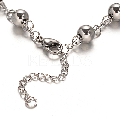 Tarnish Resistant Rosary Bead Bracelets with Cross BJEW-E282-01P-1