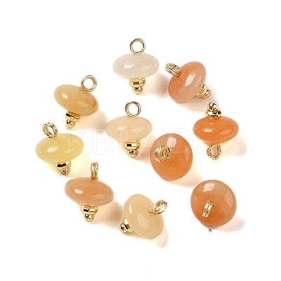 Natural Red Aventurine Rondelle Charms with Rack Plating Brass Loops G-G110-05B-04-1