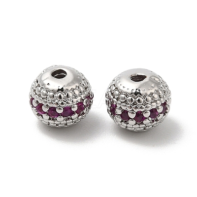 Brass Micro Pave Cubic Zirconia Beads KK-B074-75B-P-1