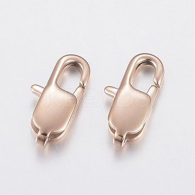 Ion Plating(IP) 304 Stainless Steel Lobster Claw Clasps STAS-F148-11x5.5-08RG-1