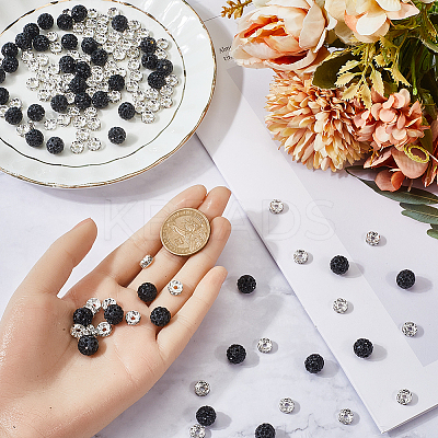 DIY Round Polymer Clay Rhinestone & Rhinestone Rondelle Spacer Beads Jewelry Making Findings Kits DIY-SC0027-50A-1
