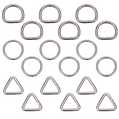 18Pcs 3 Styles Stainless Steel Linking Rings STAS-AR0002-66-1