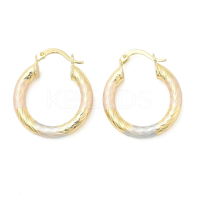 Brass Two Tone Twist Hoop Earrings LS-EJEW-B117-06B-M-1