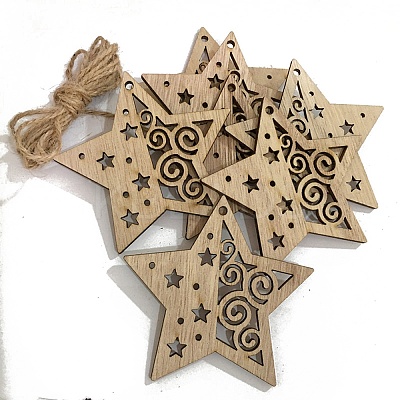 Unfinished Wood Pendant Decorations XMAS-PW0001-170-39-1