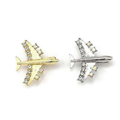 12Pcs 2 Colors Airplane Alloy Rhinestone Bowknot Brooches for Backpack Clothes JEWB-A033-20-1