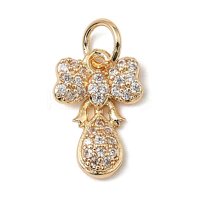Brass Micro Pave Cubic Zirconia Charms KK-C133-03H-G-1