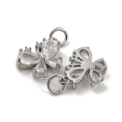 Brass Micro Pave Clear Cubic Zirconia Pendants KK-G490-25P-1