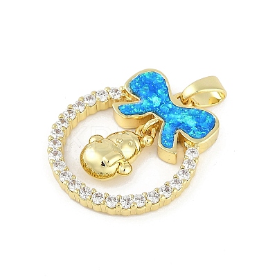 Christmas Theme Rack Plating Brass Micro Pave Cubic Zirconia Pendants KK-U032-14G-03-1