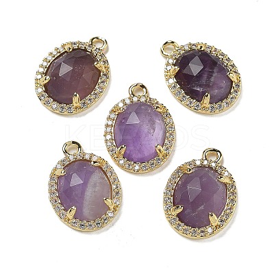 Natural Amethyst Faceted Oval Pendants G-I375-02G-08-1