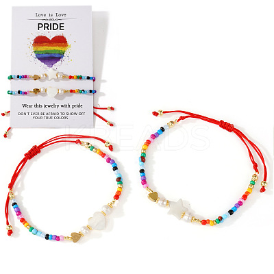 2Pcs Pride Rainbow Glass Seed Bracelet Sets LS-PW1588-1