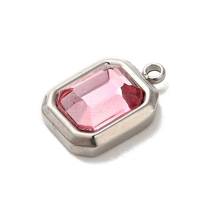 304 Stainless Steel Glass Pendants STAS-L022-062P-06-1