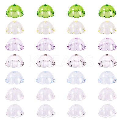 28Pcs 7 Colors Transparent Acrylic Bead Caps OACR-TA0004-02-1