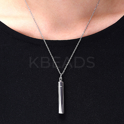 Non-Tarnish 304 Stainless Steel Column Pendant Necklaces UG4628-1-1