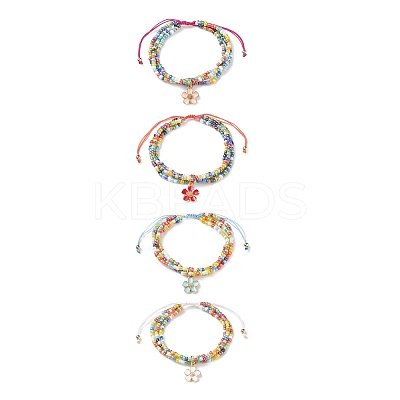 Adjustable Glass Bead Braided Beaded Bracelet BJEW-JB08951-1