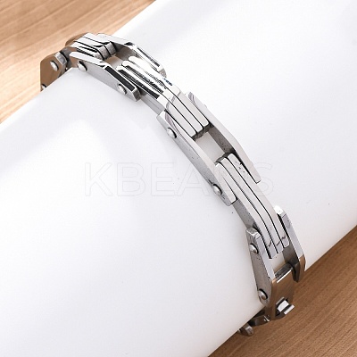 304 Stainless Steel Link Chain Bracelets for Women Men BJEW-R018-08P-1