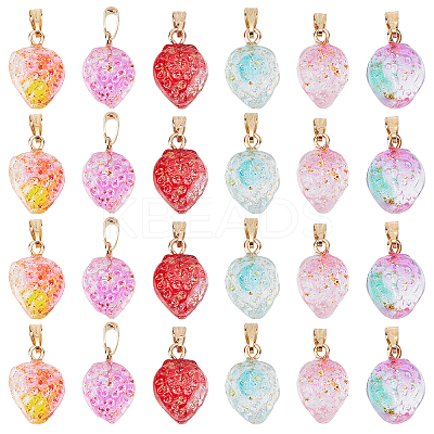 48Pcs 6 Colors Two Tone Transparent Spray Painted Glass Pendants GLAA-NB0001-38-1